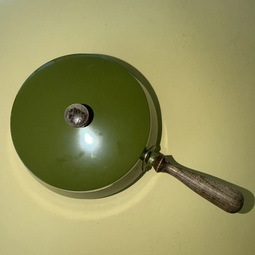Vintage 1970s MCM Green Fondue Pot Avocado Green